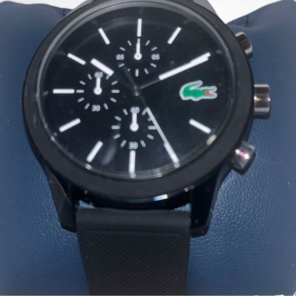 New With Tags in Box Men's Chronograph L.12.12 Black Silicone Strap Watch 44mm